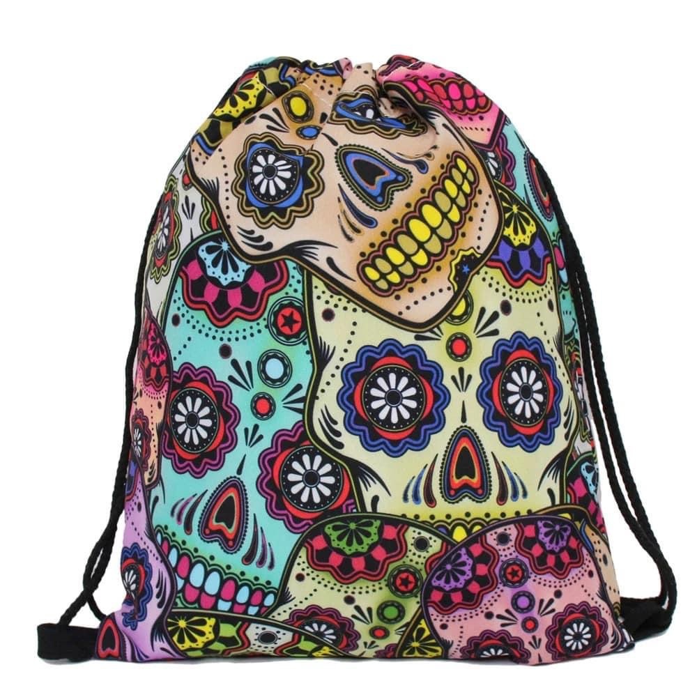 Sugar Skull Drawstring Bag